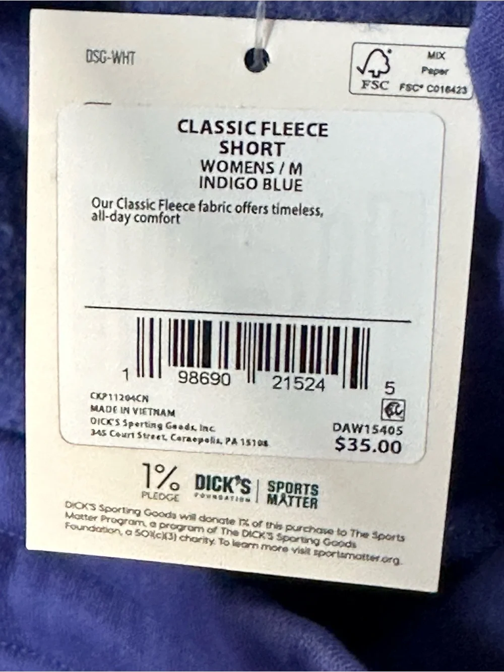 DSG Women's Drawstring fleece Athletic Shorts - Blue Medium
